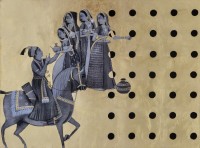 Shamsuddin Tanwri, 22 x 29 Inch, Graphite Gold and Silver Leaf on Paper, Figurative Painting, AC-SUT-124